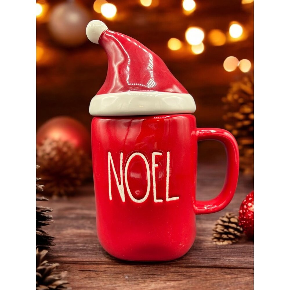 Rae Dunn Red Mug "Noel" with Santa Hat Artisan Collection Coffee Mug 16 oz